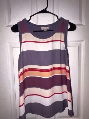 LOFT Striped Sleeveless Tank in Purple, Cream, Red, Orange